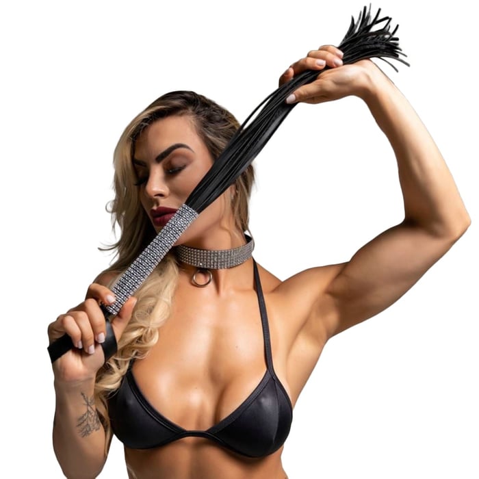 Chicote Strass Tiras 40cm Dominatrix