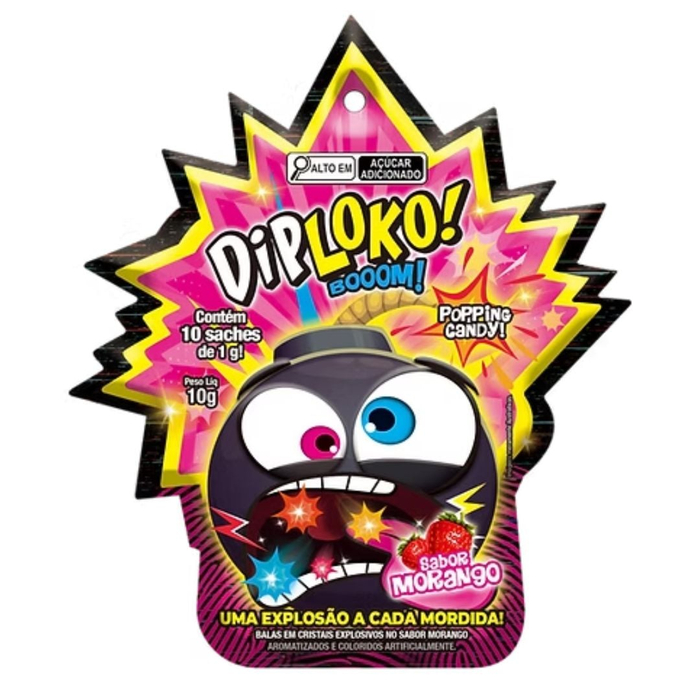 Diploko Booom Bala Explosiva De Morango Com 10 Saches Danilla