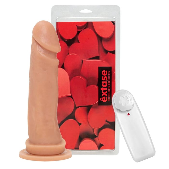 Prótese Maciça Com Vibro E Ventosa 17 X 4,2cm êxtase