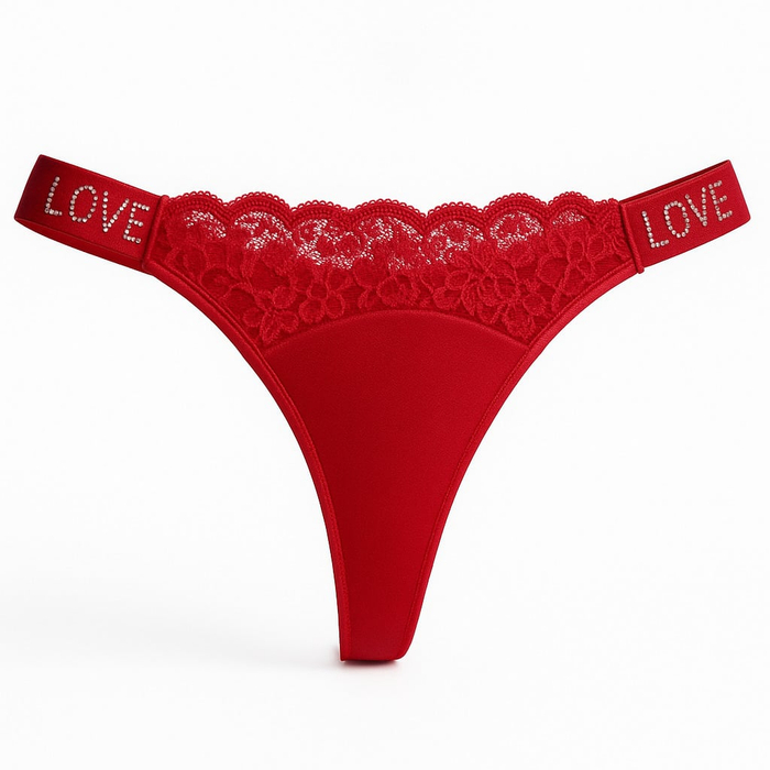 Calcinha Fio Dental Love Corte A Laser Com Detalhe Renda Frontal