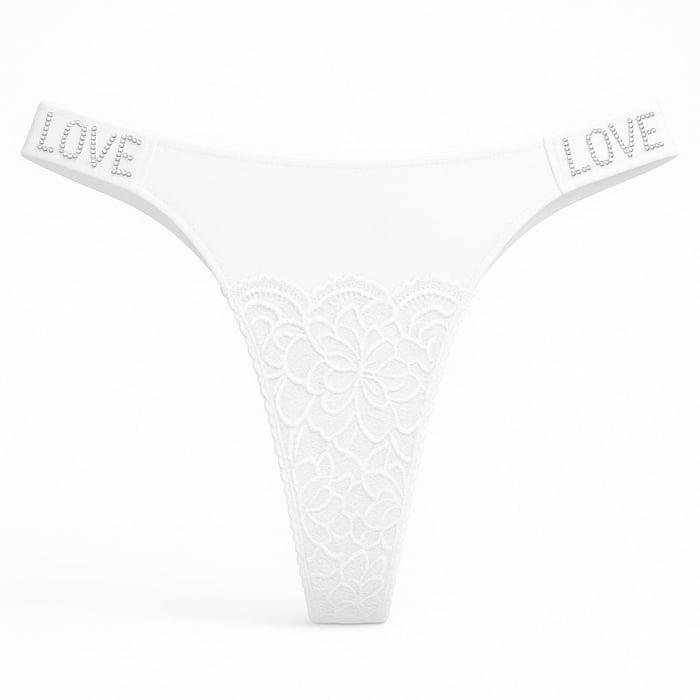 Calcinha Fio Dental Love Corte A Laser Com Detalhe Em Renda