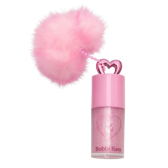 Shiny Lip Gloss Com Pompom Rosa Bobbi Rara