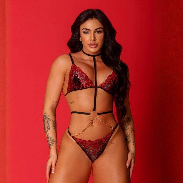 Body Sensual Fogo Ardente Com Argola Central Mil Toques