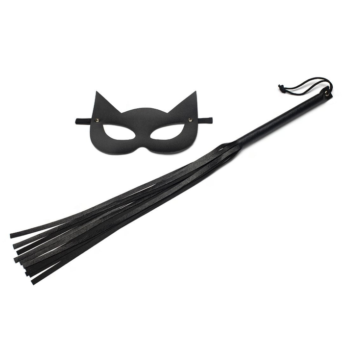 Kit Mulher Gato Com Chicote E Máscara Sexy Fantasy