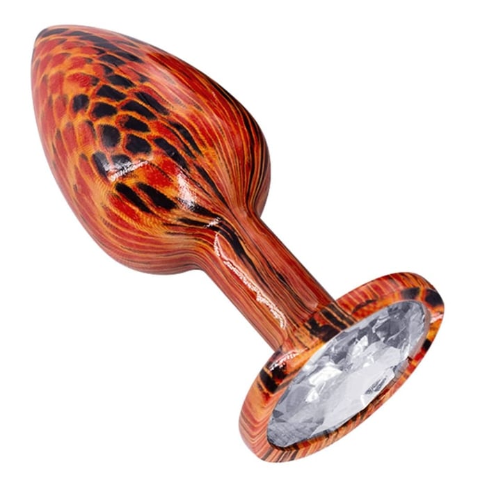 Plug Anal De Luxo Animal Print Em Acrílico Com Pedra Na Base
