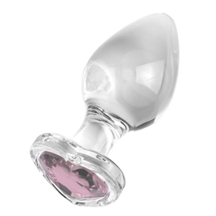 Plug Anal De Vidro Grande Com Pedra Brilhante Formato Coração