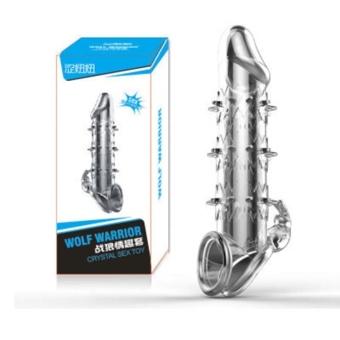 Capa Peniana Em Silicone Com Cerdas Massageadoras E Estimulador Clitoriano Wolf Warrior