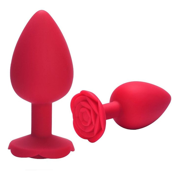 Plug Anal Em Silicone Pequeno Com Formato De Rosa 7 X 2,5cm Sl