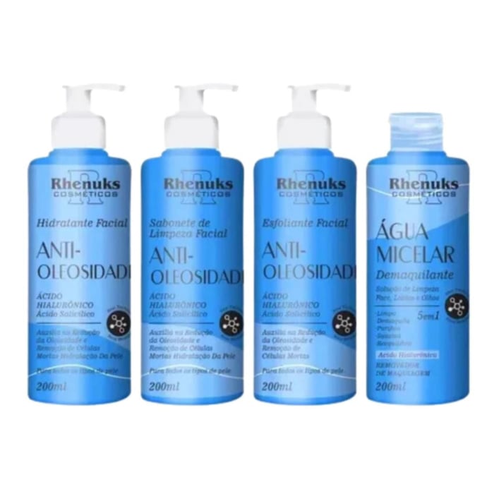 Kit Skin Care Anti Oleosidade Com 4 Itens Rhenuks Cosméticos