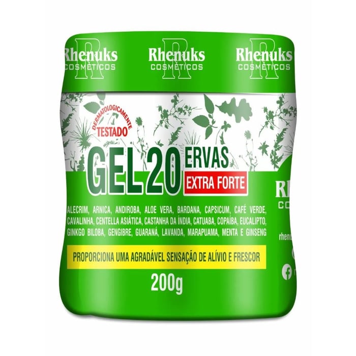 Gel 20 Ervas Extra Forte 200g Rhenuks Cosméticos