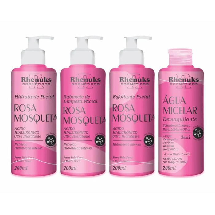 Kit Skin Care Rosa Mosqueta Com 4 Itens Rhenuks Cosméticos