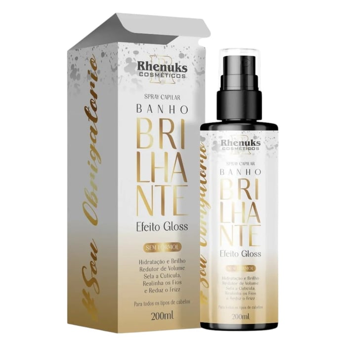 Banho Brilhante Spray Capilar Efeito Gloss 200ml Rhenuks