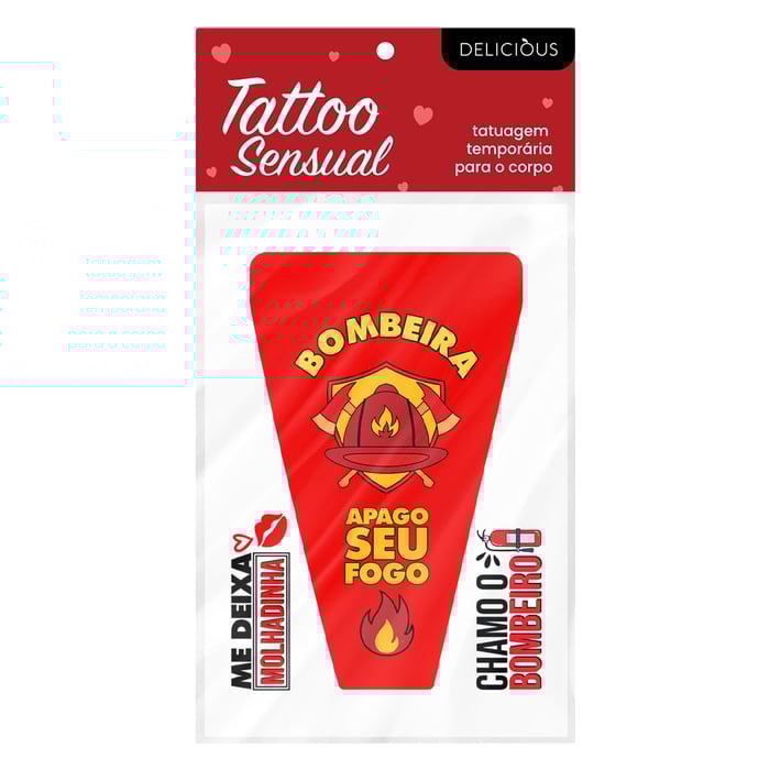 Tattoo Sensual Cartela De Tatuagem Temporária Bombeira Delicious