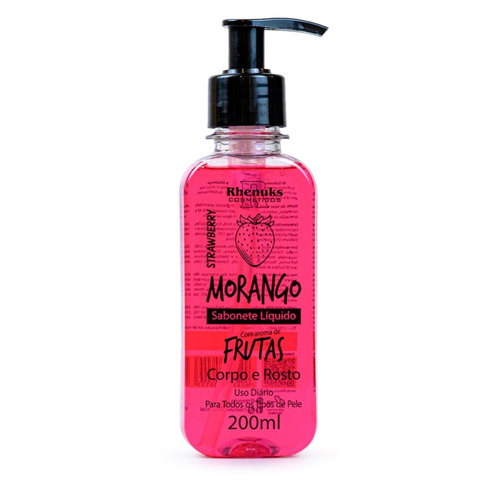 Sabonete Líquido Corpo E Rosto Strawberry 200ml Rhenuks