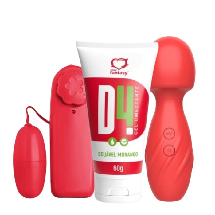 Kit Com Gel D4 Umectante Cápsula Bullet E Vibrador Ponta Dupla Litoral Moda íntima