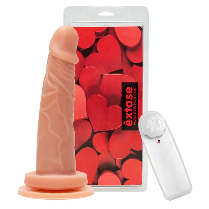 Prótese Maciça Com Vibro E Ventosa 15,5 X 3,8cm êxtase