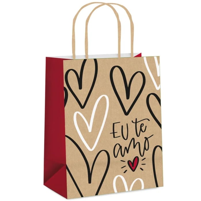 Sacola De Papel Para Presente G Com Frase Eu Te Amo Cromus