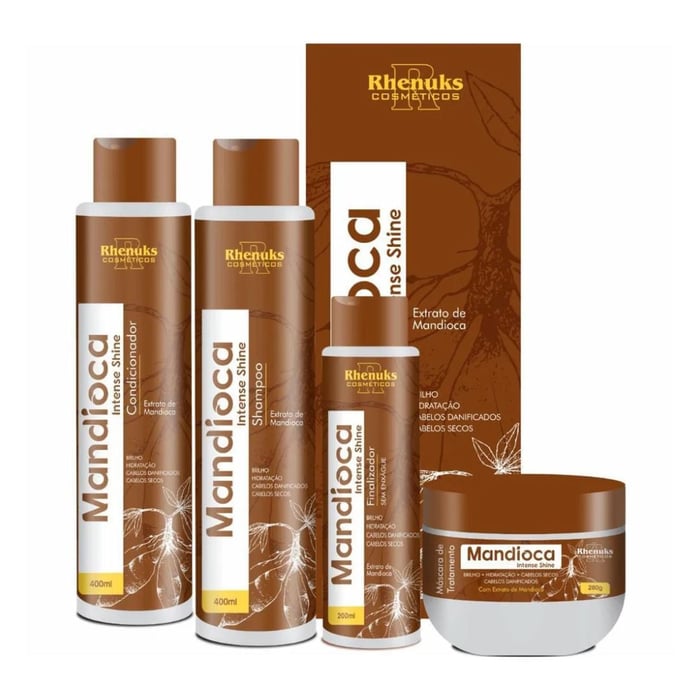 Kit Capilar Mandioca Intense Shine Com 4 Itens Rhenuks Cosméticos