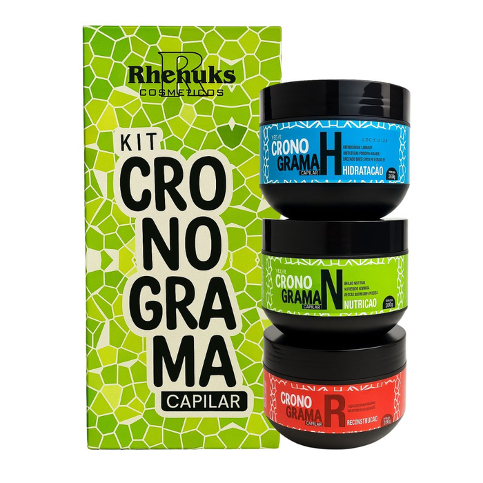 Kit Cronograma Capilar Com 3 Itens Rhenuks Cosméticos