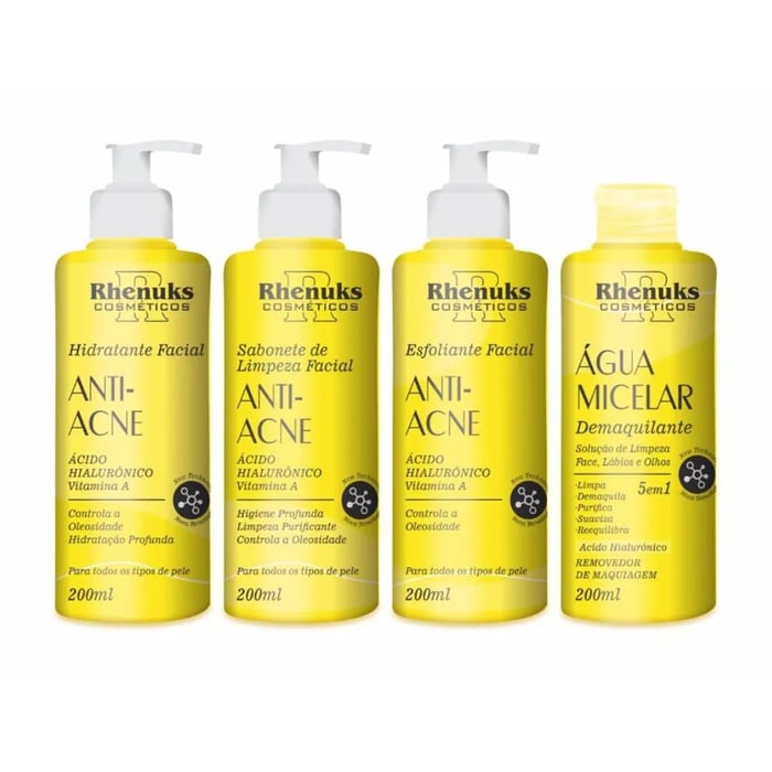 Kit Skin Care Anti Acne Com 4 Itens Rhenuks Cosméticos