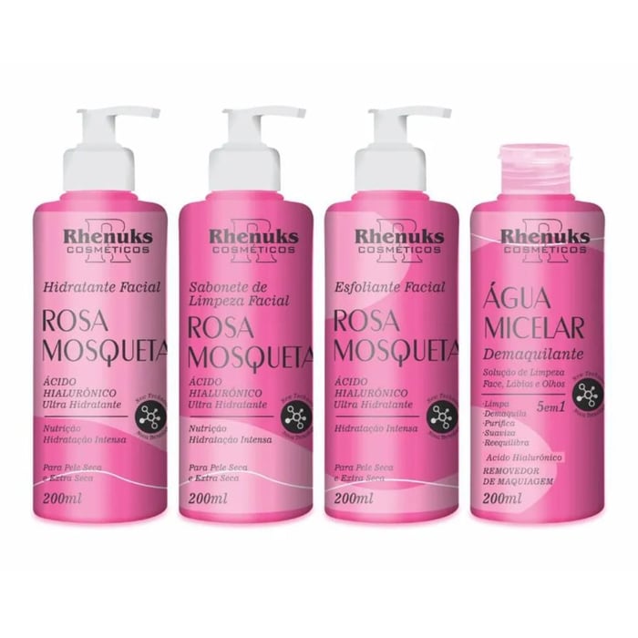 Kit Skin Care Rosa Mosqueta Com 4 Itens Rhenuks Cosméticos