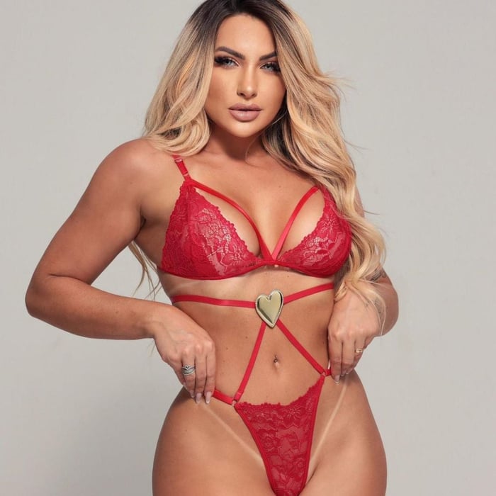 Body Sensual Amável Com Ligas Coleção Valentines Day Mil Toques