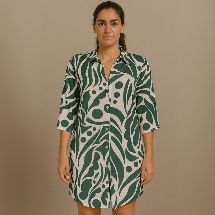 Saída De Praia Camisão Chemize Estampa Natureza Linha Premium Hangar 