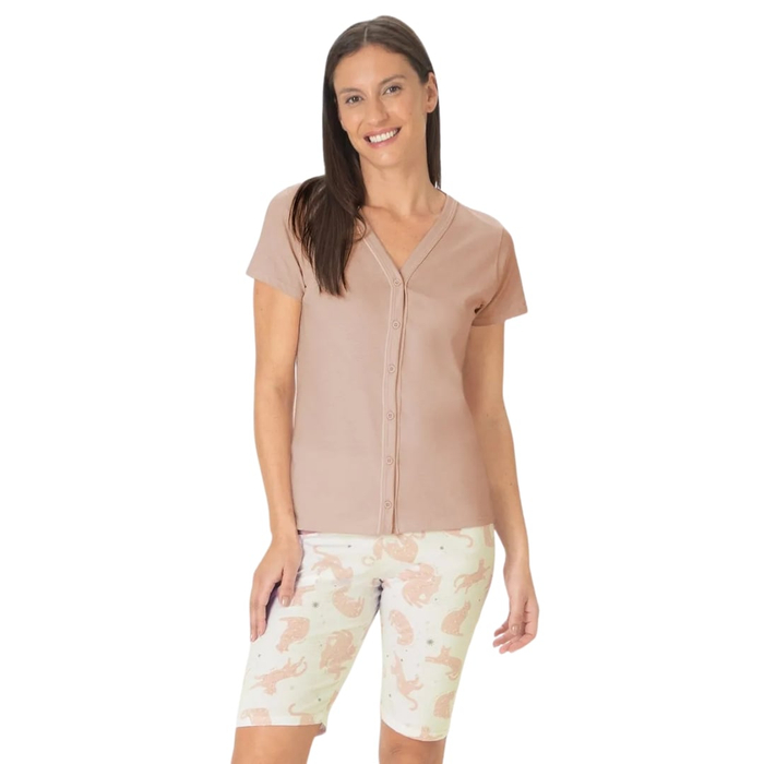 Pijama Feminino Aberto Estampado Corpo Sensual