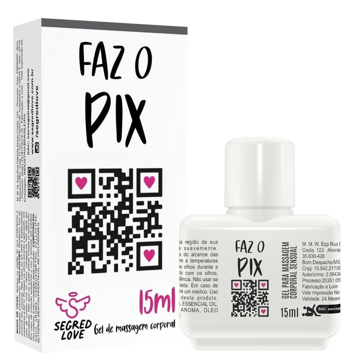 Faz O Pix Gel Lubrificante Beijável Com Tatuagem 15ml Segred Love