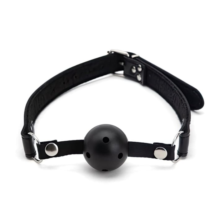 Mordaça Bola Reforçada Com Regulagem Em Couro Vibe Toys