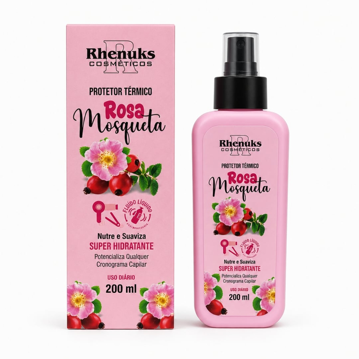 Protetor Térmico Rosa Mosqueta 200ml Rhenuks Cosméticos