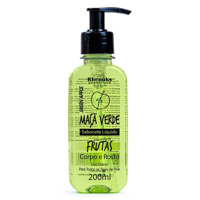Sabonete Líquido Corpo E Rosto Green Apple 200ml Rhenuks