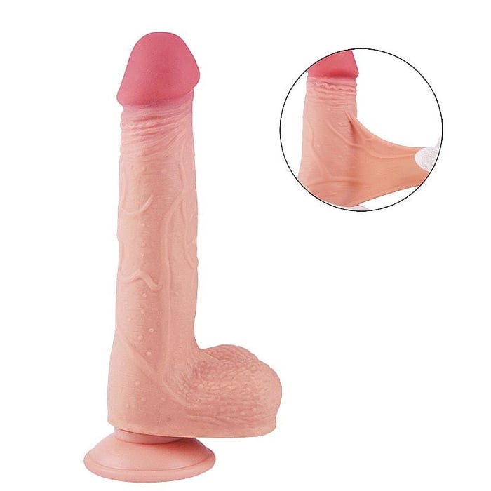 Pênis Super Realístico Dupla Camada Vertebra E Ventosa 21,9 X 4,1 Cm Si Vibe Toys