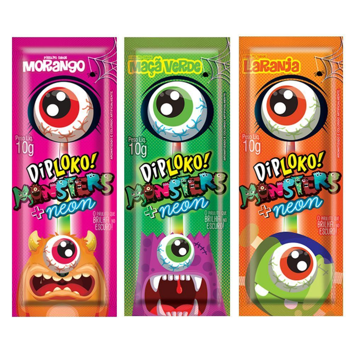 Pirulito Dip Loko Monsters +neon Unitário 10g Danilla