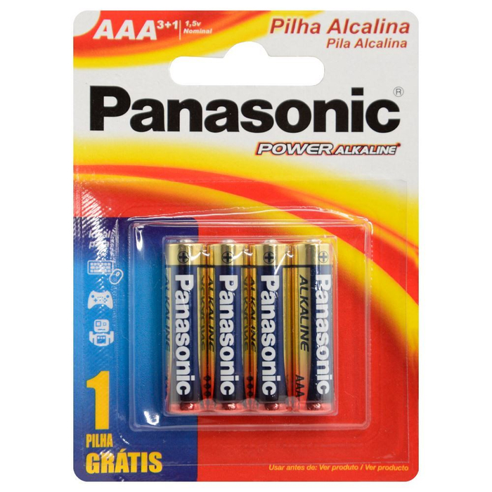 Pilha Alcalina Panasonic Aaa 4 Unidades 3r Import