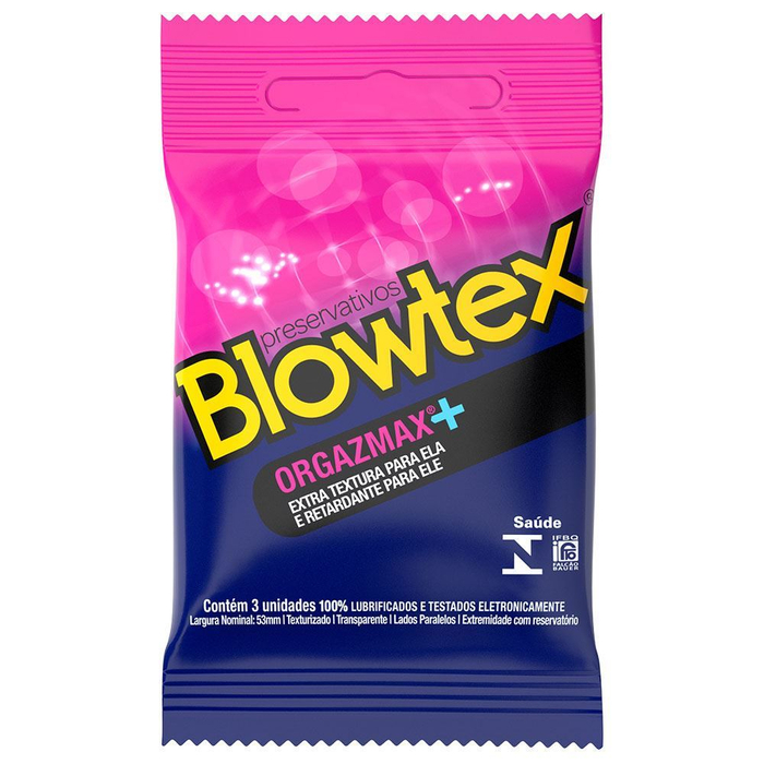 Preservativo Orgazmax + Texturizada E Retardante 3 Unidades Blowtex