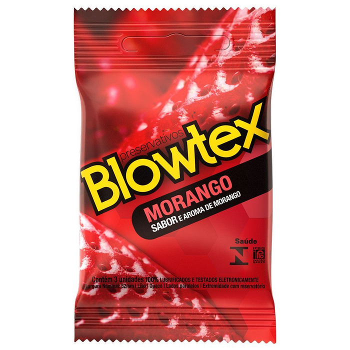 Preservativo Sabor E Aroma De Morango 3 Unidades Blowtex