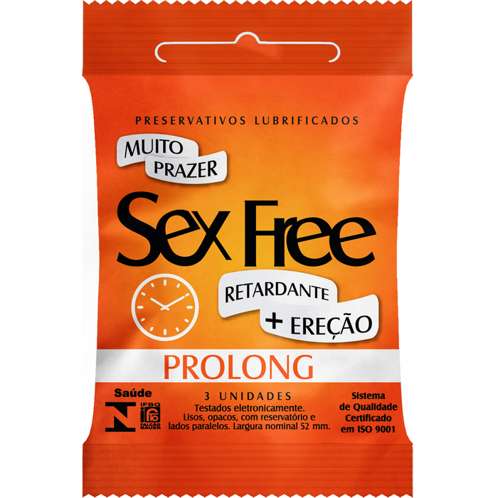 Preservativo Prolong Com 3 Unidades Sex Free