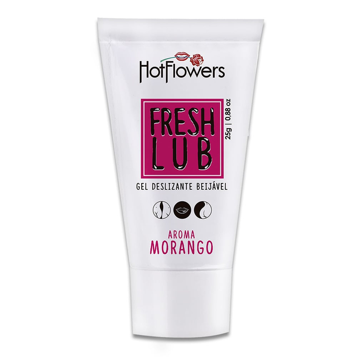 Gel Lubrificante Beijável Fresh Lub – 25g – Morango – Hot Flowers