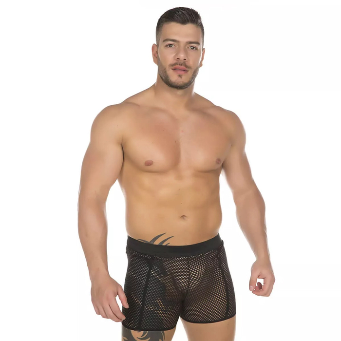 Cueca Sensual Modelo Boxer Em Arrastão Pimenta Sexy