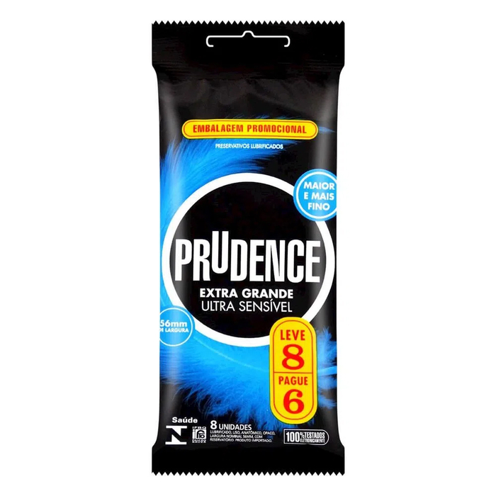 Preservativo Extra Grande Ultra-sensível Leve 8 Pague 6 Prudence 