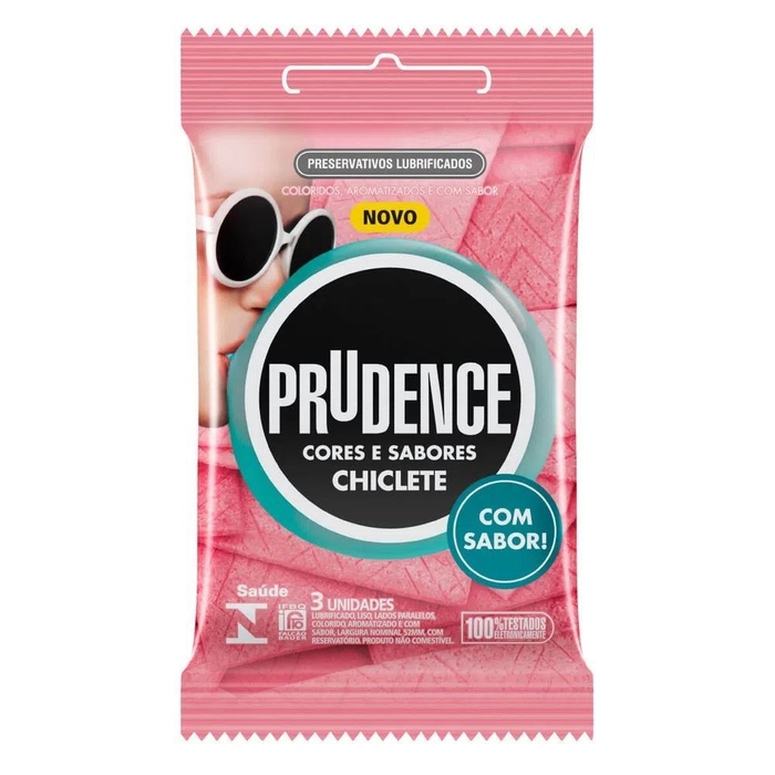 Preservativos Cores E Sabores Chiclete Com 3 Unidades Prudence