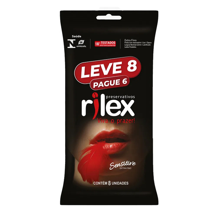 Preservativo Lubrificado Sensitive Extra Fino Leve 8 Pague 6 Rilex