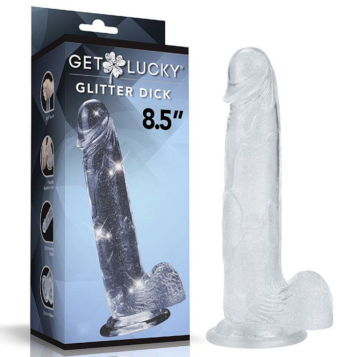 Pênis Transparente Com Glitter 21,5x4,3cm Sexy Import