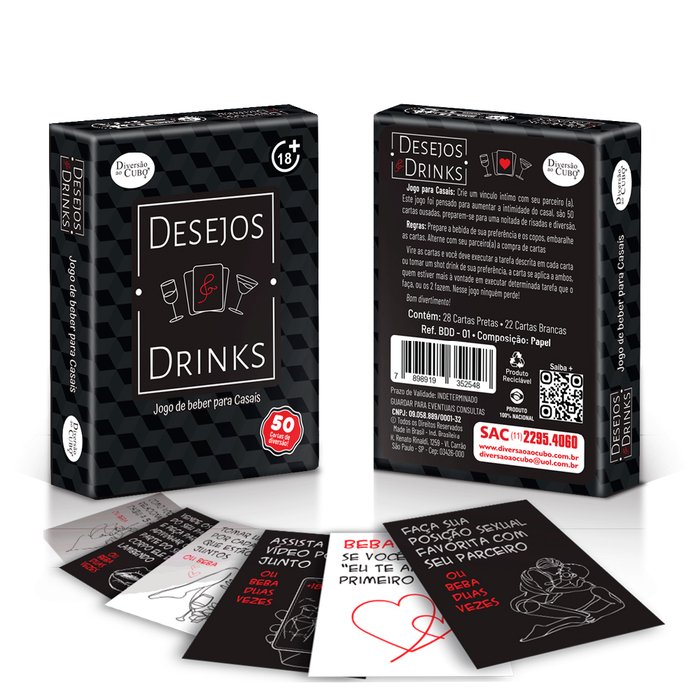 Desejos Drinks Jogo De Beber Para Casais Com 50 Cartas Diversão Ao Cubo
