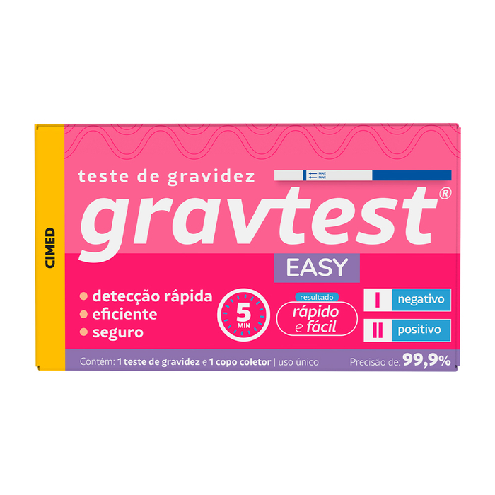 Teste De Gravidez Gravtest Easy 99.9% De Precisao Cimed