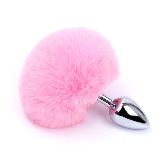 Plug Anal Em Aço Pompom De Coelho Tamanho P Sexy Import