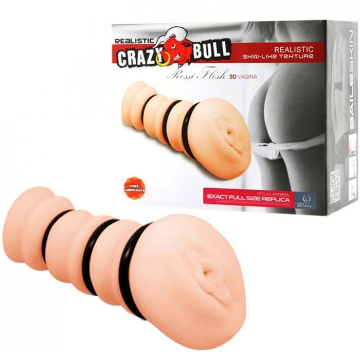 Masturbador Formato Vagina Com Túnel Texturizado E 3 Anéis Crazy Bull Ld Import