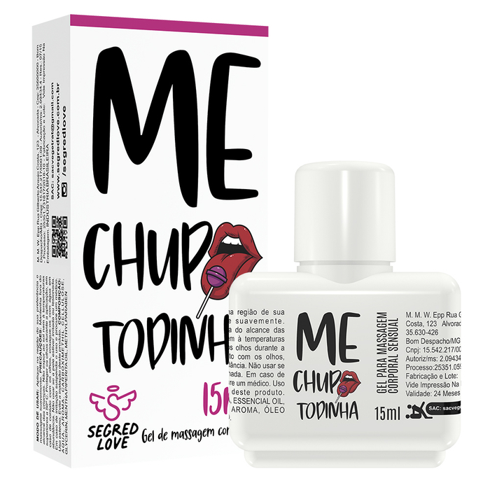 Me Chupa Todinha Kit Com Tatuagem Temporária E Gel Hot Beijável 15ml Segred Love