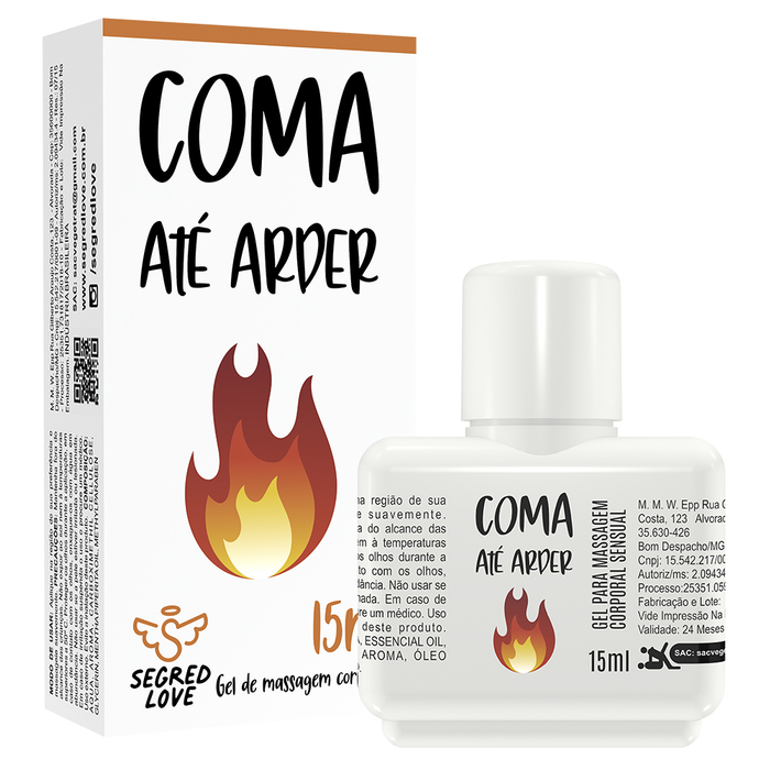 Coma Até Arder Kit Com Tatuagem Temporária E Gel Excitante Beijável 15ml Segred Love